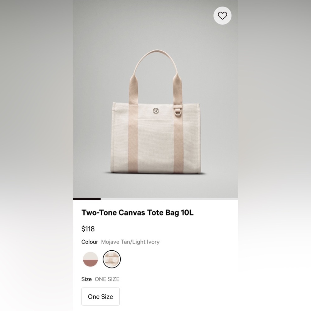 Lululemon Two-Tone Canvas Tote Bag - tan and ivory